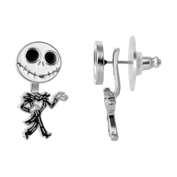 Disney Tim Burton's NBC Jack Skellington Silver Plated Front Back Earrings - Picture 2 of 6
